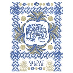 Affiche Eléphant Sagesse bleu