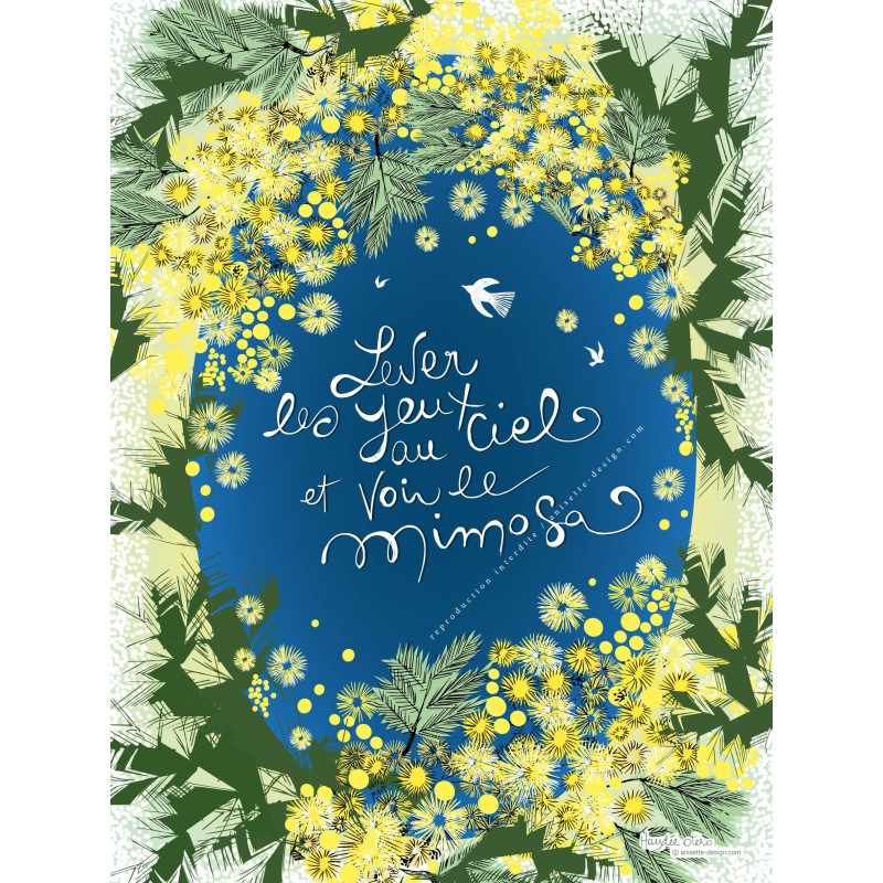 Affiche pour decoration murale jaune mimosa KAIA