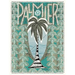 Art Nouveau turquoise palm...