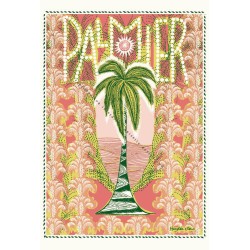 Palm tree Art Nouveau coral card