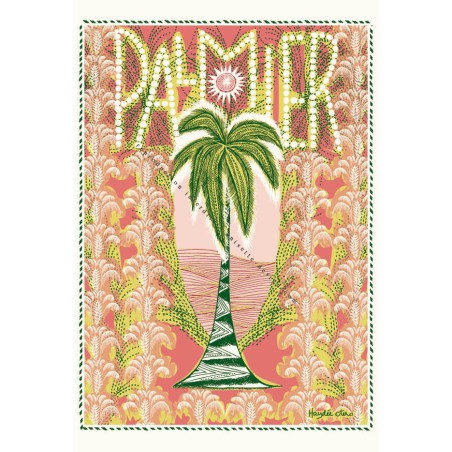 Palm tree Art Nouveau coral card