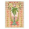 Carte Palmier Art nouveau corail