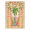 Palm tree Art Nouveau coral card