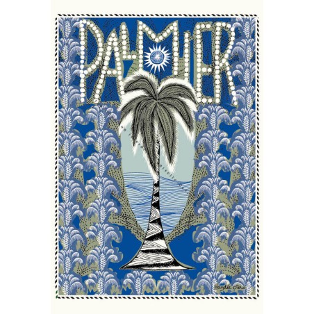 Palm tree Art Nouveau azur card