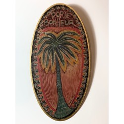 Lucky palm tree wooden oval