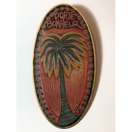 Lucky palm tree wooden oval