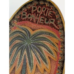 Lucky palm tree wooden oval