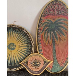 Lucky palm tree wooden oval