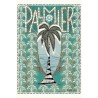 Palm tree Art Nouveau azur turquoise card