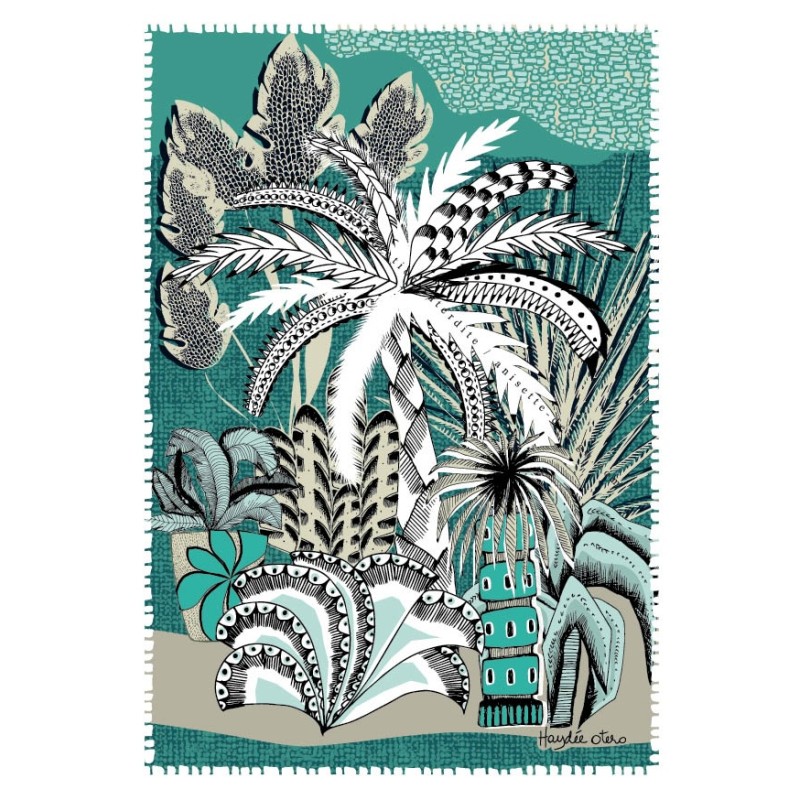 Joyful turquoise palm tree card