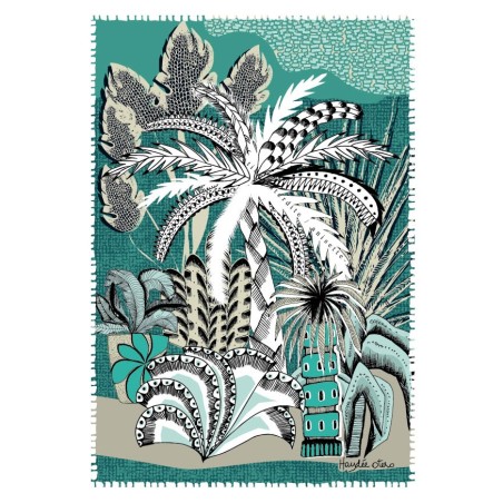 Carte Palmier Joyeux turquoise