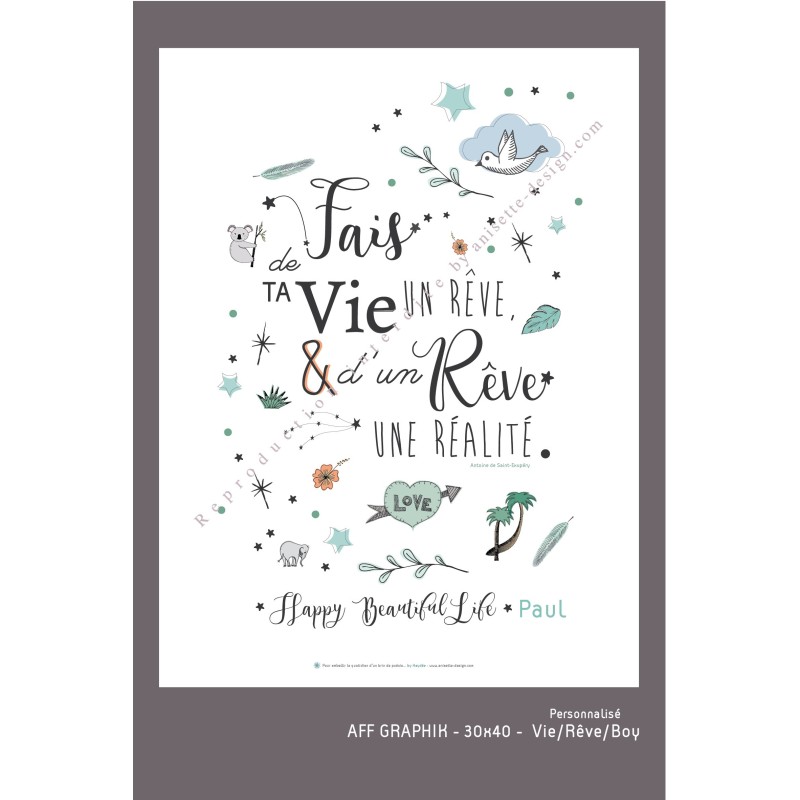 Affichette Citation Vie Boy Anisette Design