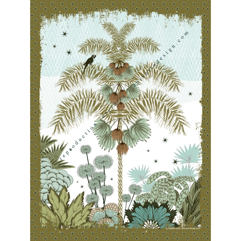 Palm tree parrot poster