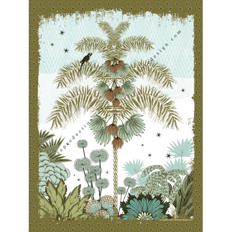 Palm tree parrot poster