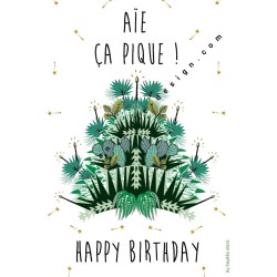 Carte gâteau exotique Happy Birthday