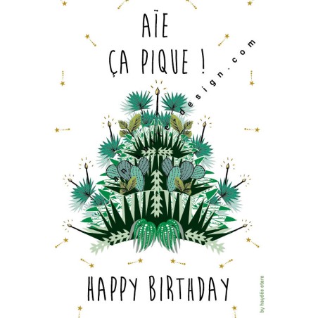 Carte gâteau exotique Happy Birthday