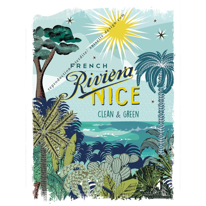 Affiche French Riviera clean green